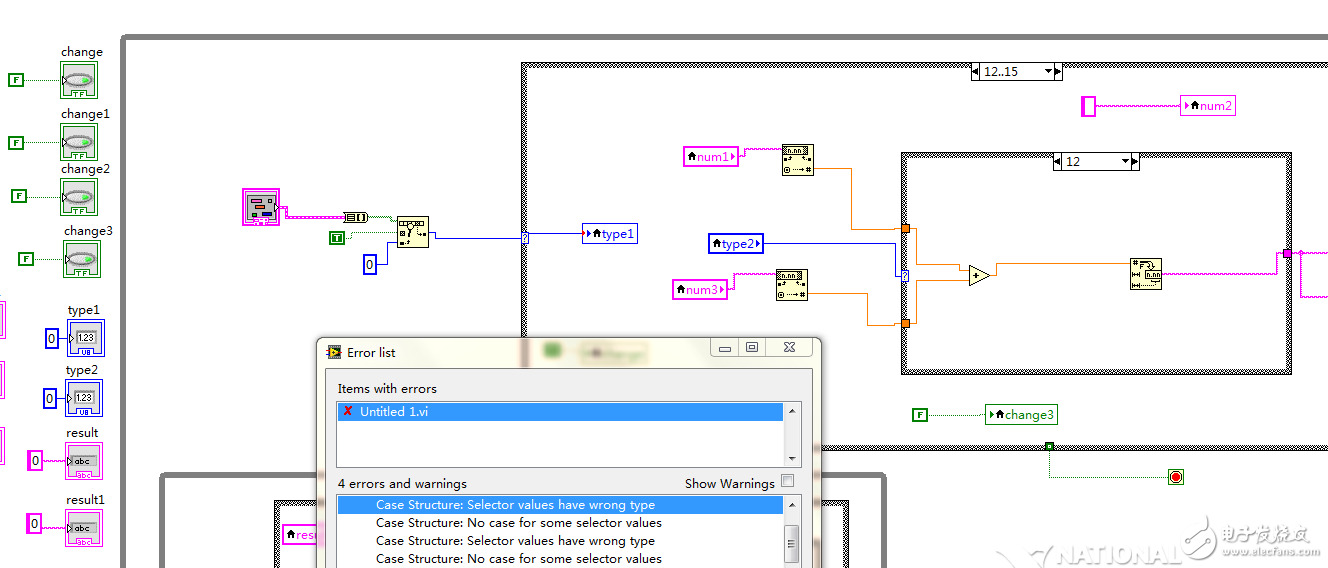 labview 计算器的设计，这是什么原因啊