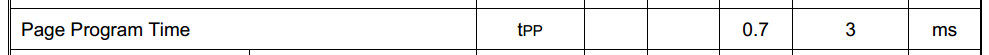 芯片手册中的page program time
